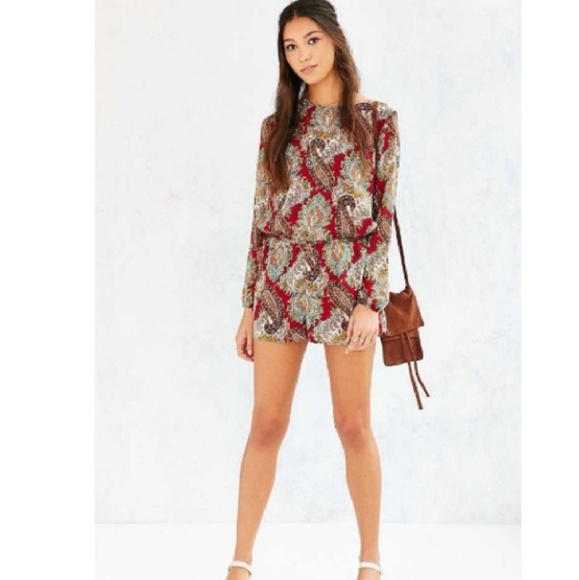 Lucca Couture Pants - 🚫SOLD Lucca long sleeve paisley winered romper